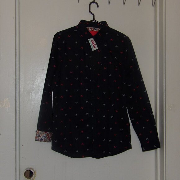 NWT Project Red " Whales" Coordinating Cuffs Men's Button Down Shirt Sz L - Picture 3 of 9